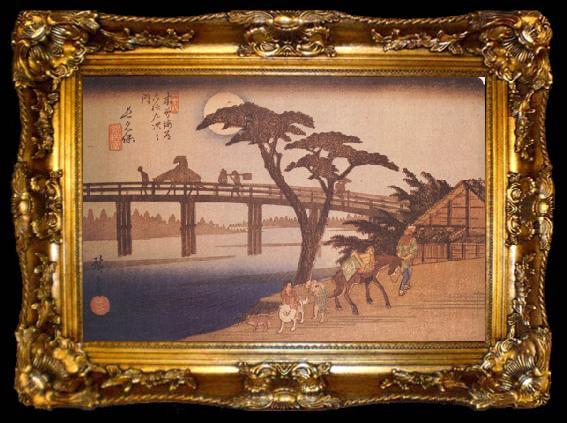 framed  Hiroshige, Ando Moonlight,Nagakubo (nn03), ta009-2